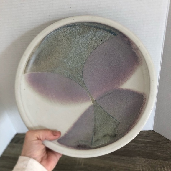 Abstract Ceramic Platter with Purple and Grey Design - Picture 5 of 15
